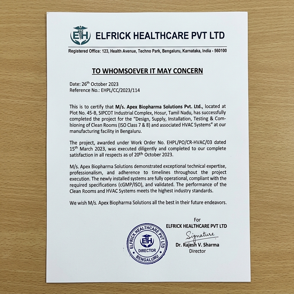 Commissioning Certificate - Blutris Healthcare